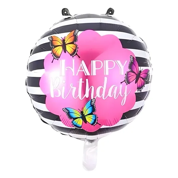 Kelebekli Happy Birthday Folyo Balon 45 cm