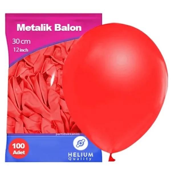 Kırmızı Balon Metalik 100 Adet