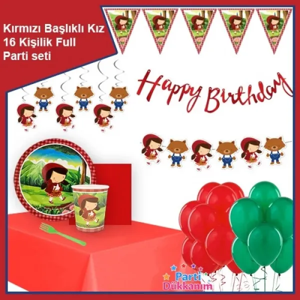 Kırmızı Başlıklı Kız 16 Kişilik Parti Seti