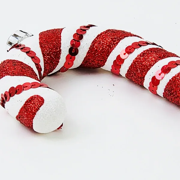 Kırmızı Beyaz Baston Şeker Simli (40 cm - 1 Adet)