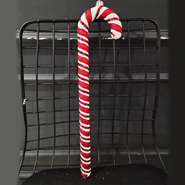 Kırmızı Beyaz Baston Şeker Simli (40 cm - 1 Adet)