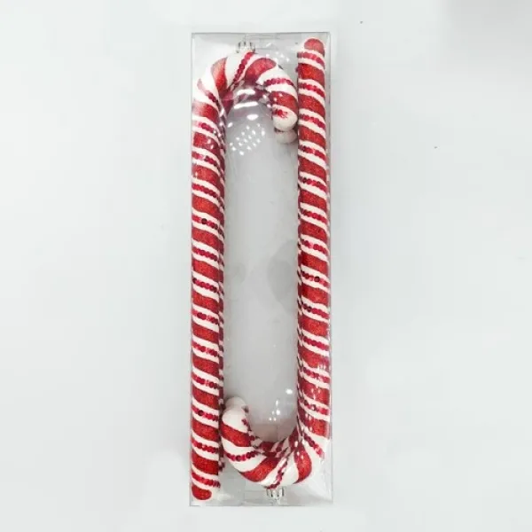 Kırmızı Beyaz Baston Şeker Simli 40 cm 1 Adet