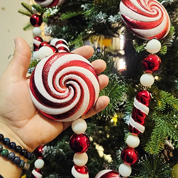 Kırmızı Beyaz ipe Dizili Şeker Süs Seti (Model 1 - 180 cm)