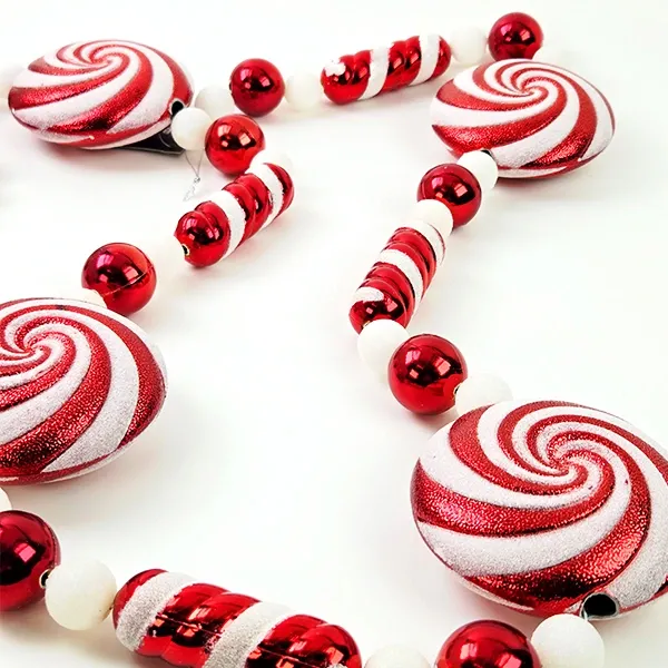 Kırmızı Beyaz ipe Dizili Şeker Süs Seti (Model 1 - 180 cm)