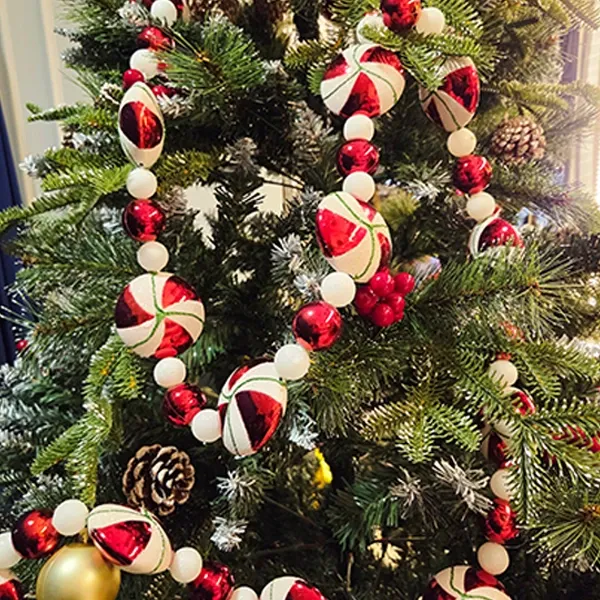 Kırmızı Beyaz ipe Dizili Şeker Süs Seti (Model 1 - 180 cm)