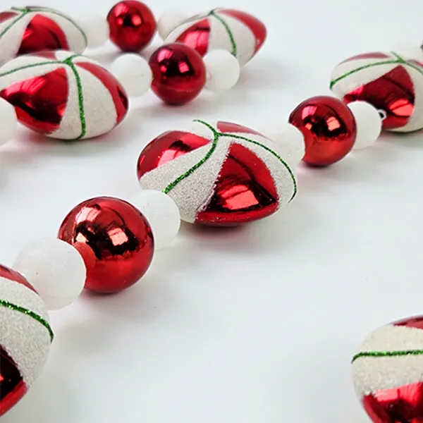 Kırmızı Beyaz ipe Dizili Şeker Süs Seti (Model 2 - 180 cm)