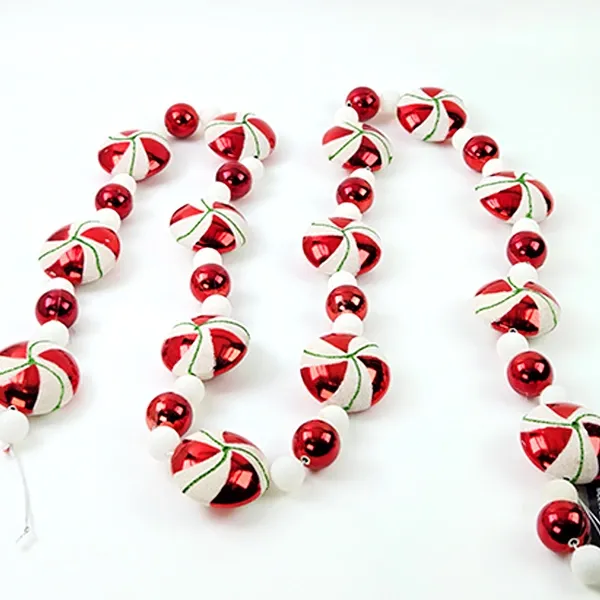 Kırmızı Beyaz ipe Dizili Şeker Süs Seti (Model 2 - 180 cm)