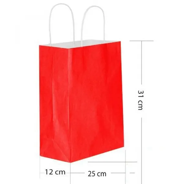 Kırmızı Kağıt Çanta Büyük Boy (31x25 cm)