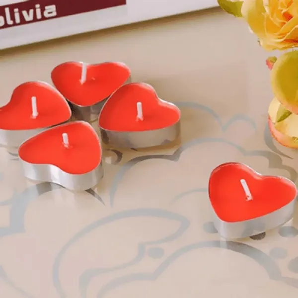 Kırmızı Kalp Tealight Mum 50 Adet