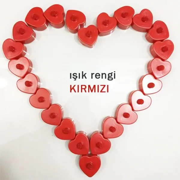 Kırmızı Kalpli Led Mum 1 adet