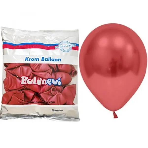 Kırmızı Krom Balon 50 Adet (30 cm)