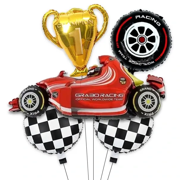 Kırmızı Yarış Arabası Folyo Balon Seti (5 Parça)