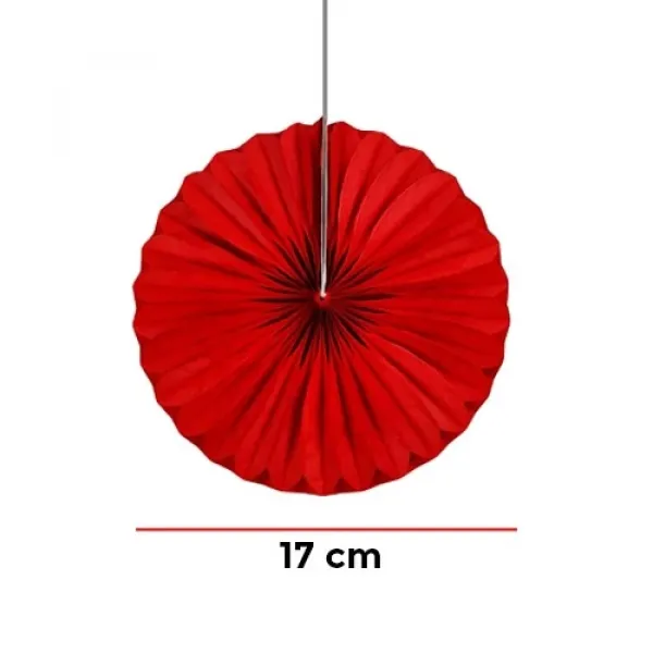 Kırmızı Yelpaze Petek Süs 3 Adet 17 cm