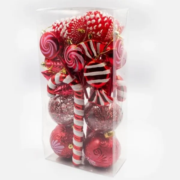 Kırmızı Yılbaşı Süsleri 26lı Set