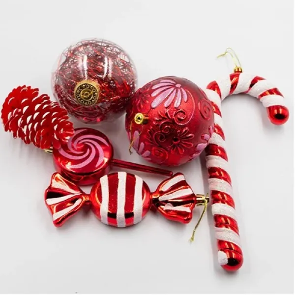 Kırmızı Yılbaşı Süsleri 26lı Set