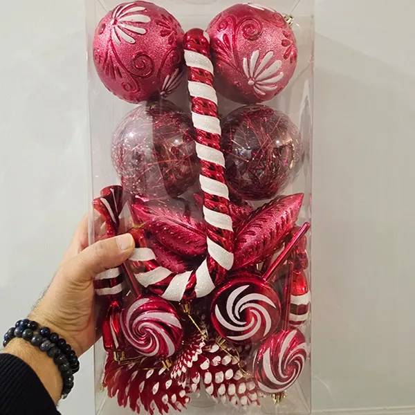 Kırmızı Yılbaşı Süsleri Lüks Set (26 Parça)