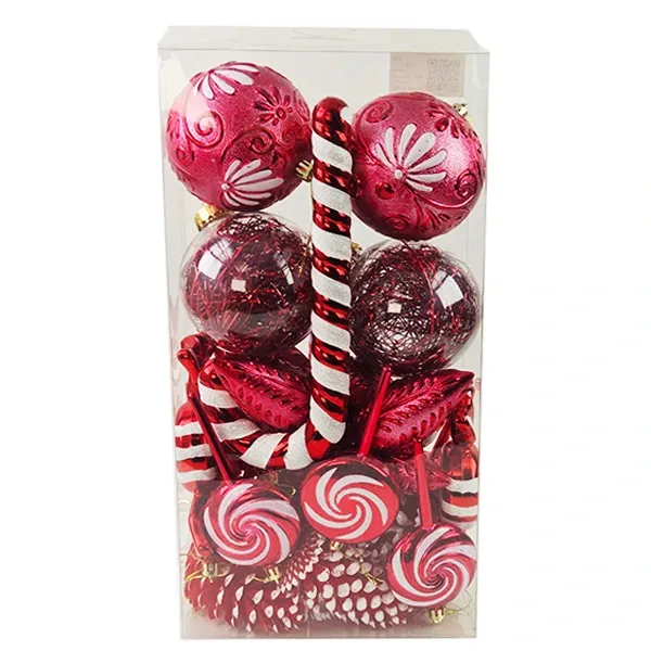 Kırmızı Yılbaşı Süsleri Lüks Set (26 Parça)