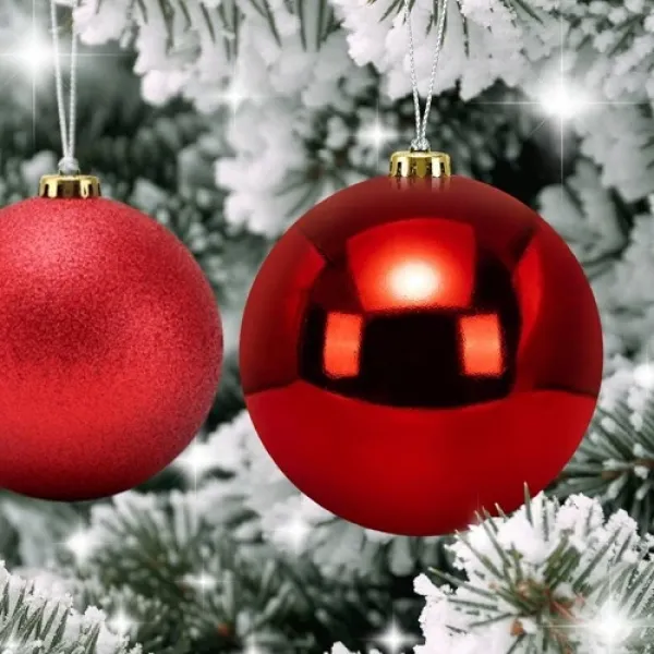 Kırmızı Yılbaşı Topu Simli - Parlak - Mat 20 adet 10 cm