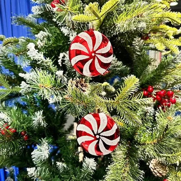 Kırmızı Yuvarlak Şeker Yılbaşı Ağacı Süsü (8 cm) 2 Adet