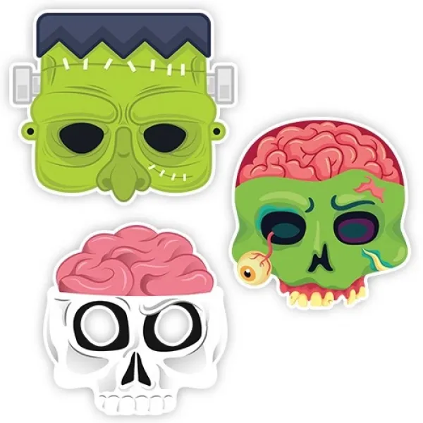 Korkunç Halloween Cadılar Bayramı Kağıt Maske 6 Adet