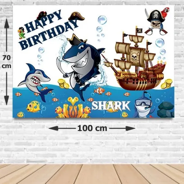 Korsan Köpekbalığı Doğum Günü Afişi 70*100 cm