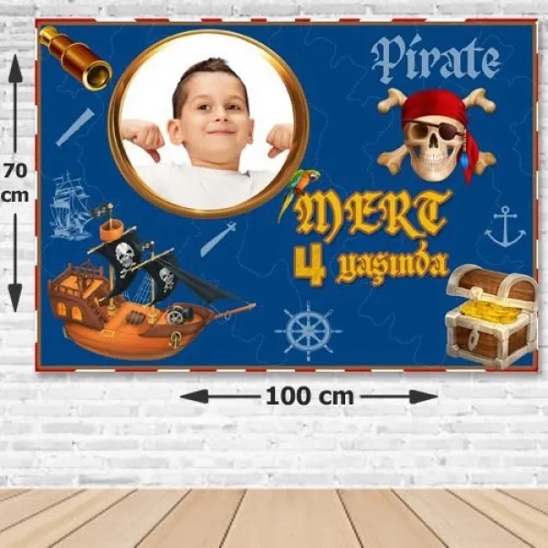 Korsan Temalı Doğum Günü Parti Afişi 70x100 cm