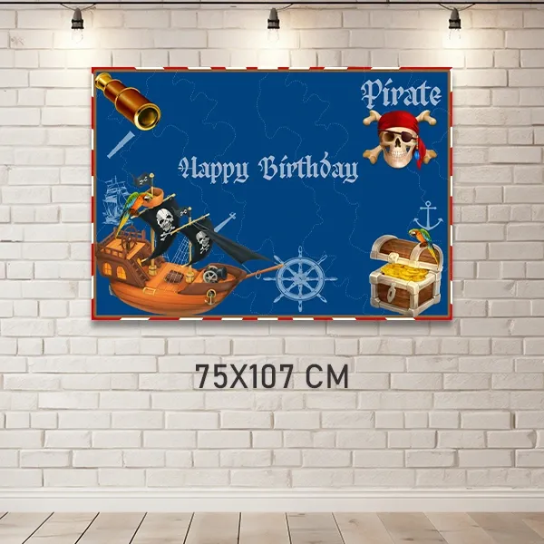 Korsan Temalı Doğum Günü Parti Afişi (75x107 cm)