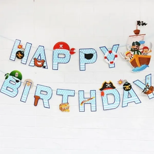 Korsan Temalı Happy Birthday Yazısı 200x20 cm