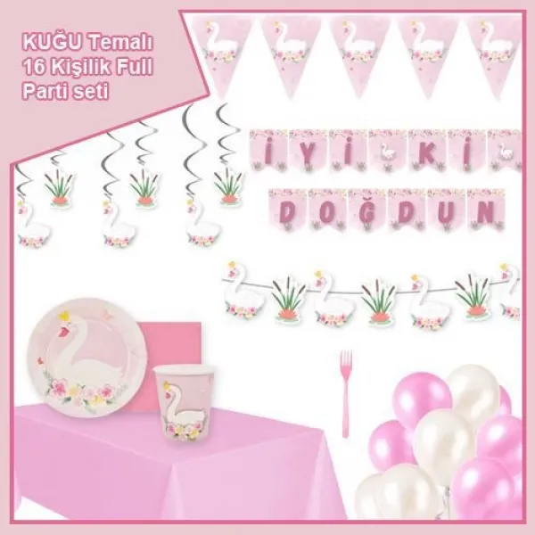 Kuğu Temalı 16 Kişilik Ekonomik Parti Seti