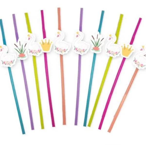 Kuğu Temalı Artistik Pipet 10 Adet