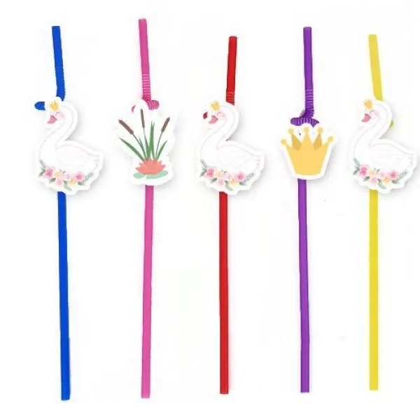 Kuğu Temalı Artistik Pipet 10 Adet