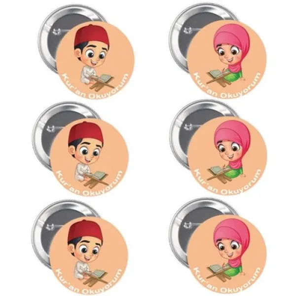 Kuran Okuyorum Rozeti Erkek/Kız 6 Adet