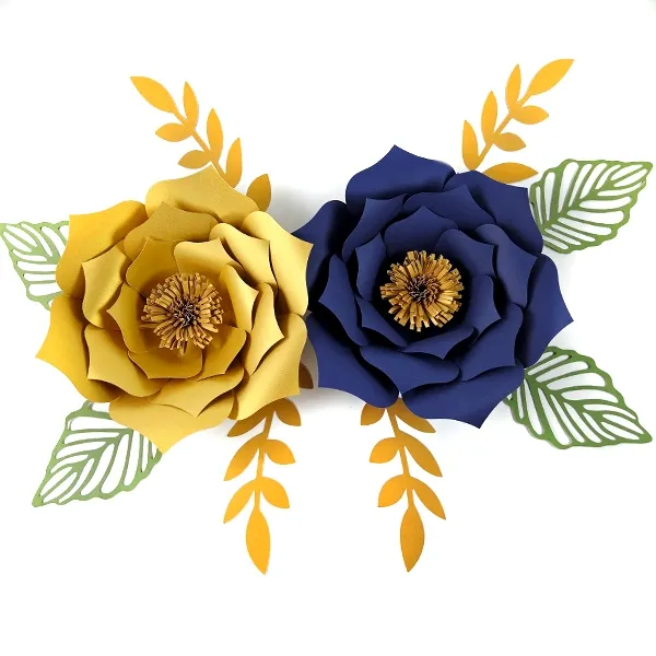 Kuran Okuyorum Kağıt Çiçek Seti (Lacivert - Gold)