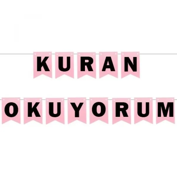 Kuran Okuyorum Yazısı Pembe 160 cm