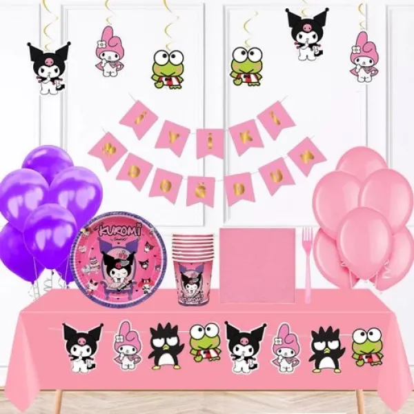 Kuromi Doğum Günü Konsepti Parti Seti 16 Kişilik