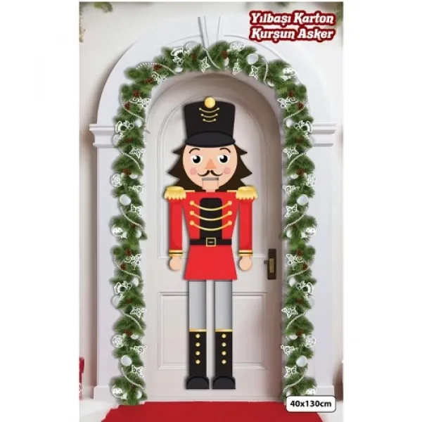 Kurşun Asker Karton Yılbaşı Kapı Süsü 40*130 cm