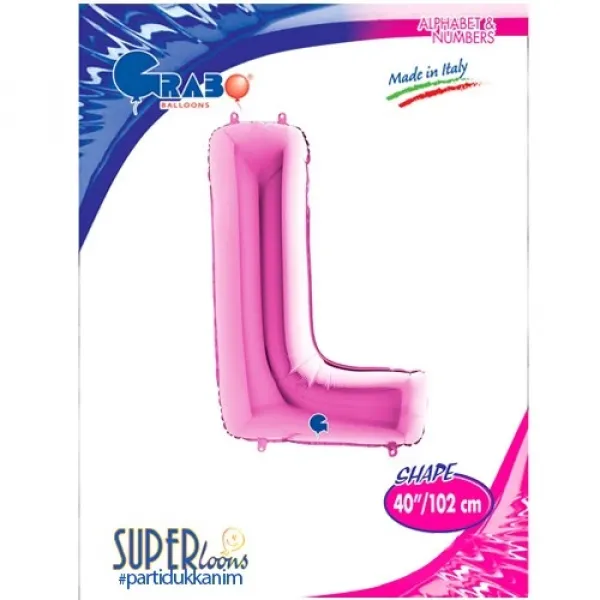 L Harf Folyo Balon – Pembe – 100 cm (40 inch)