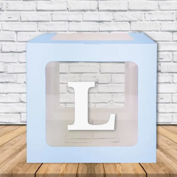 L - Harfi Şeffaf Balon Kutusu Mavi 16,5 cm