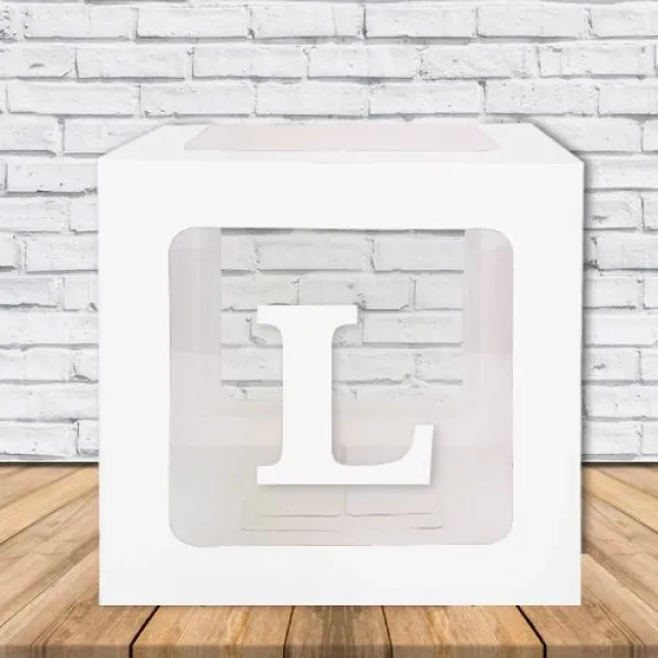 L - Harfi Şeffaf Kutu Beyaz 25 cm