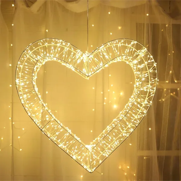 Led Işıklı Kalp Dekor (40 cm)