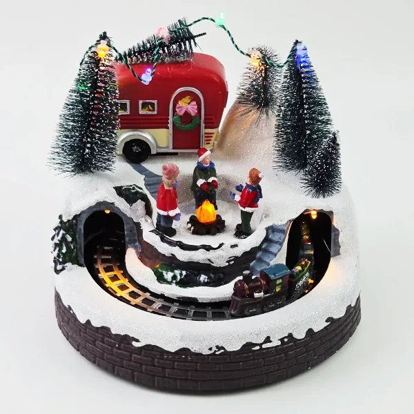Led ışıklı Müzikli Hareketli Tren Yılbaşı Kampı Dekor