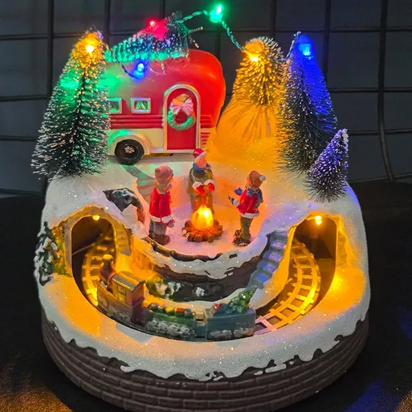 Led ışıklı Müzikli Hareketli Tren Yılbaşı Kampı Dekor