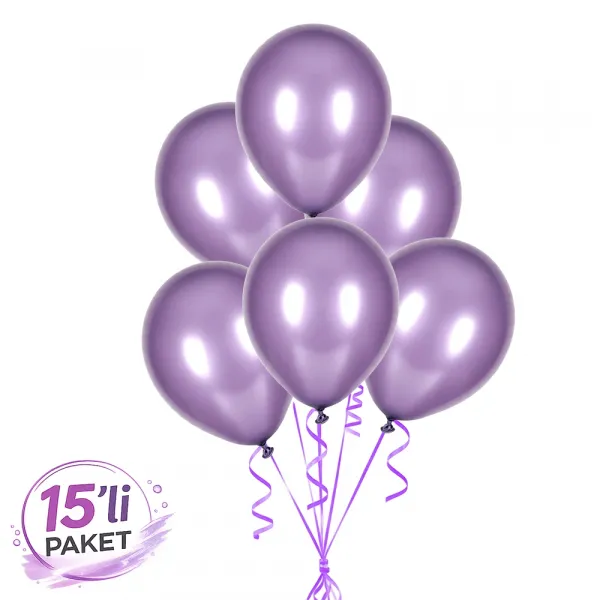 Lila Balon Metalik (15 Adet)
