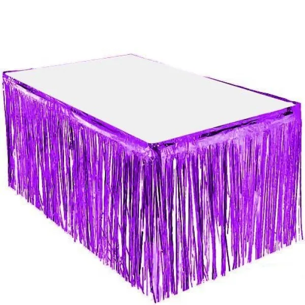 Lila Püsküllü Masa Eteği 70*300 cm