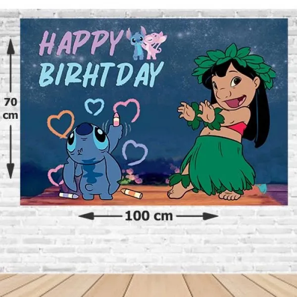 Lilo ve Stiç Doğum Günü Afişi Fotosuz 70*100 cm