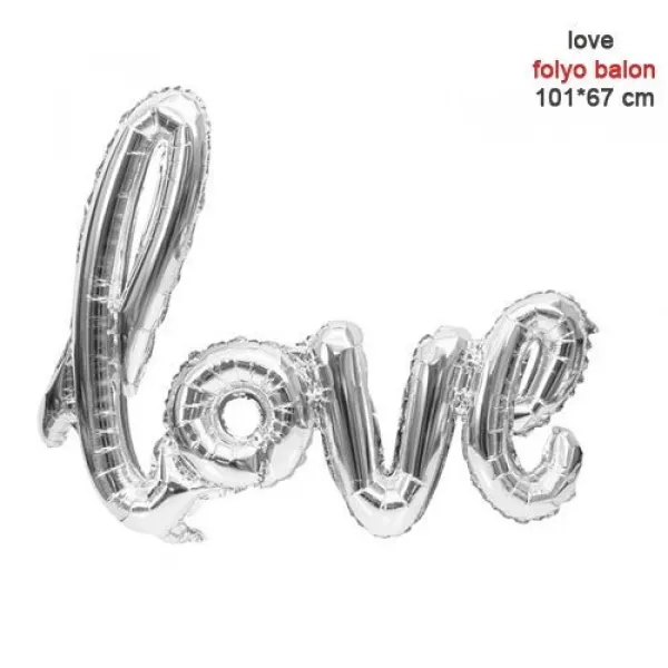 Love Folyo Balon Gümüş 67x101 cm