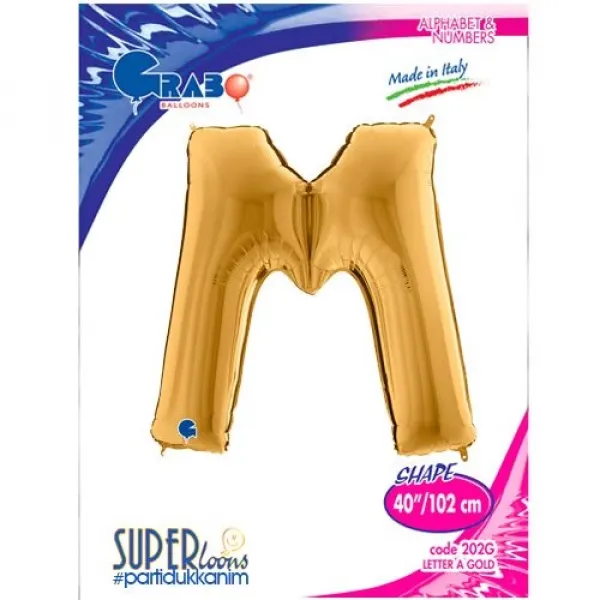 M Harf Folyo Balon – Gold – 100 cm (40 inch)