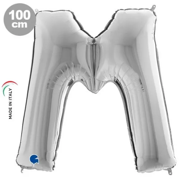 M Harf Folyo Balon – Gümüş – 100 cm (40 inch)