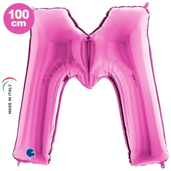 M Harf Folyo Balon – Pembe – 100 cm (40 inch)