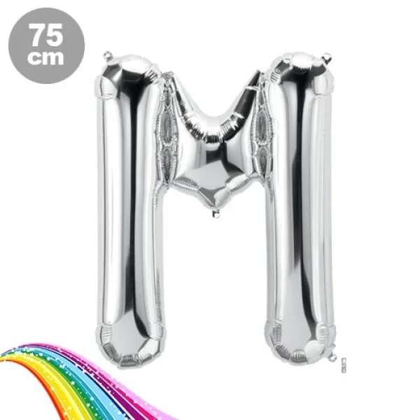 M - Harfi Folyo Balon Gümüş (75 cm)